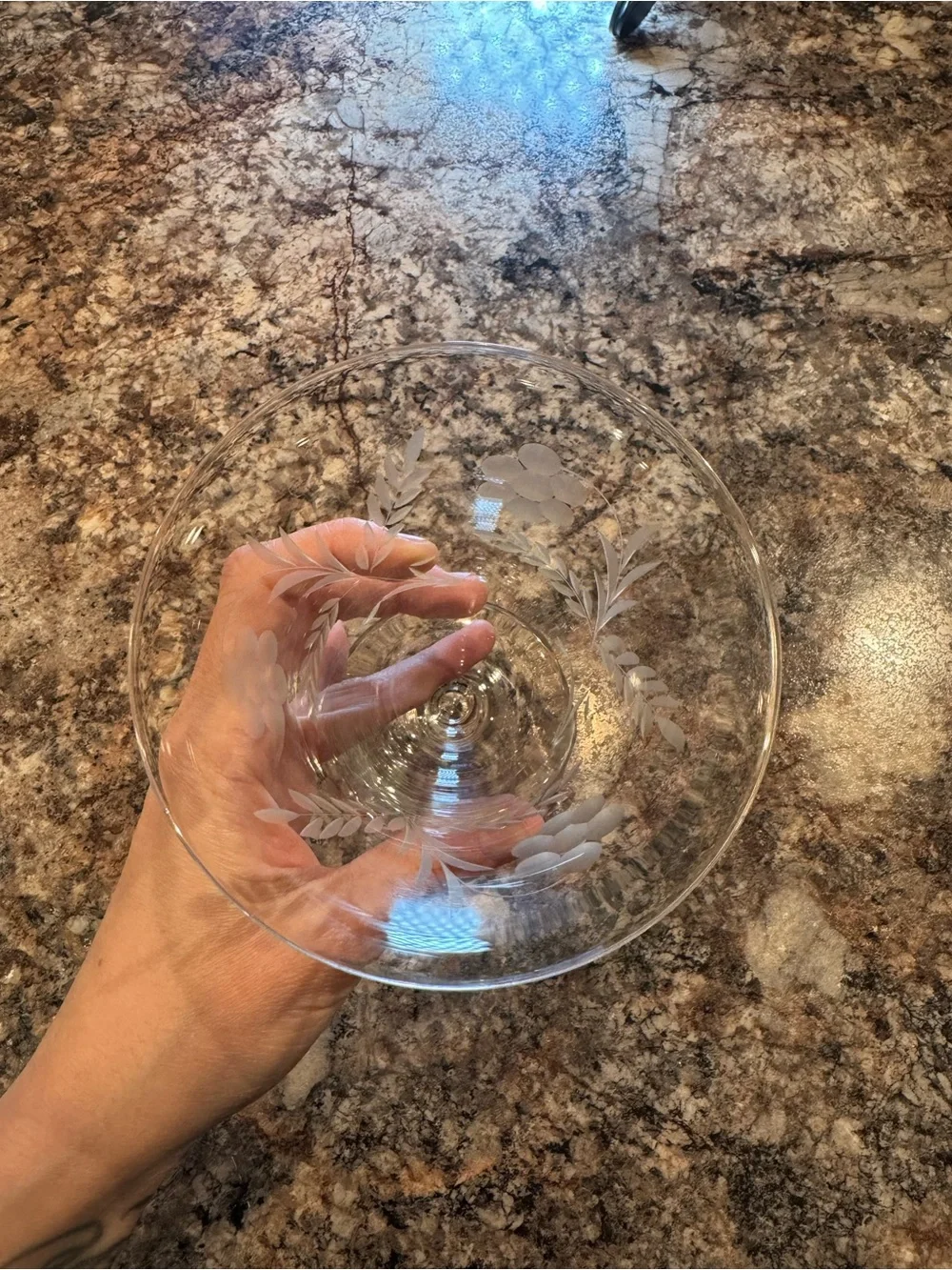 Vintage etched crystal iced tea tumbler